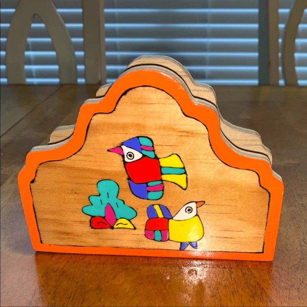 Wooden Napkin Holder with colorful painted…